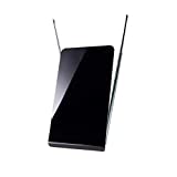 GE Flat Panel Indoor TV Antenna, 4K 1080P VHF UHF Digital HDTV Antenna, Extendable Dipole Rabbit Ears, Adjustable Stand, Smart TV Compatible, Coaxial Cable, Black, 33681